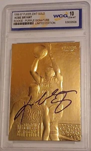 ⏫️🔥💎 KOBE BRYANT 1996-97 FLEER 23KT GOLD PURPLE SIGNATURE WCG 10 RC PSA HOF - Picture 1 of 12
