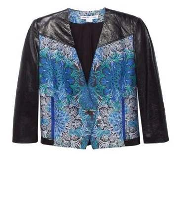 Chaqueta Blazer HELMUT LANG Medallón Cuadrado Jacquard Mangas de Cuero Talla 8 - $995 Foto 1 de 4