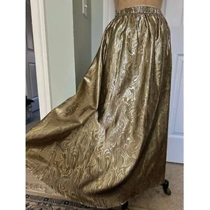 Vintage Y2K Metallic Gold skirt Party Maxi full glam holiday formal jacquardM/L - Picture 1 of 12