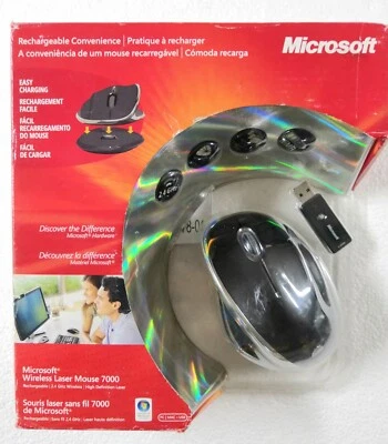 Microsoft 2.4GHz Wireless Rechargeable Laser Mouse 7000 Black - Image 1 of 3