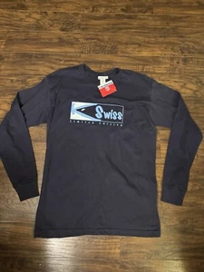 Vintage K-Swiss Navy Long Sleeve Tshirt USA Made KSwiss Men's Classic 90'S Sz:m - Picture 1 of 8