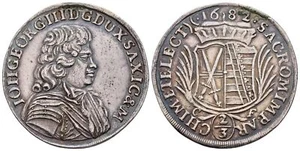 Old German States - Duchy Of Saxony - 2/3 Thaler 1682 Kahnt 588 Vf-Xf - Picture 1 of 1