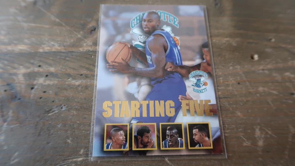 1996-97 Hoops Starting Five #3 Bogues/Curry/Divac/Mason/Rice/Charlotte Hornets - Image 1 of 4