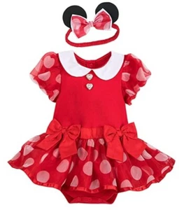 Disney Baby Minnie Mouse Red Polka Dot Dress With Headband 18-24M Body Suit NWT - Picture 1 of 12