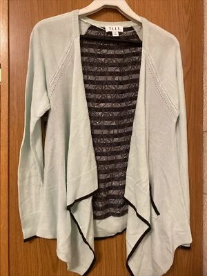 Cárdigan suéter para mujer Elle mediano verde menta con espalda negra y gris único Foto 1 de 4