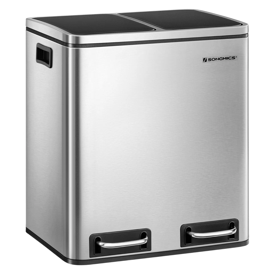 SONGMICS LTB30H Mülltrennsystem - 30L, Silber/Schwarz