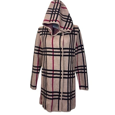 Abrigo de cachemir Camii Mia Mink para mujer talla M cárdigan largo de doble botonadura con capucha Foto 1 de 4