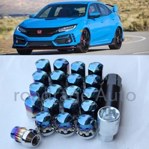 Steel Wheel Rim Lug Nuts Bolts Studs 12x1.5 Locks For Toyota Honda Burn Blue x20 - Picture 1 of 5