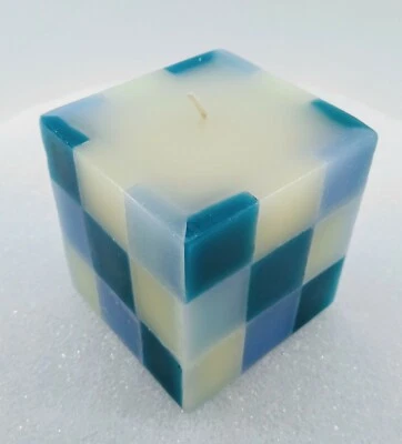 Bonita vela cuadrada a cuadros blanca y azul decoración del hogar solo 1,99 cada una + envío Foto 1 de 4