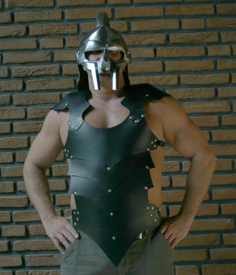 Gladiator Rüstung Brustplatte Ritter Römer Helm Leder Maximus Reenactment  R60 - Bild 1 von 1