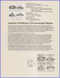 USA2 #1779-82 U/A SOUVENIR PAGE FDC BL4 American Architecture - Picture 1 of 1