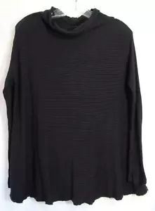 We The Free Black Raw Hem Open Back Long Sleeve Mock Neck Shirt Size Small EUC - Picture 1 of 5