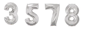 SALE 34 inch Silver Numbers Ages Birthday Foil Balloons - Picture 1 of 5
