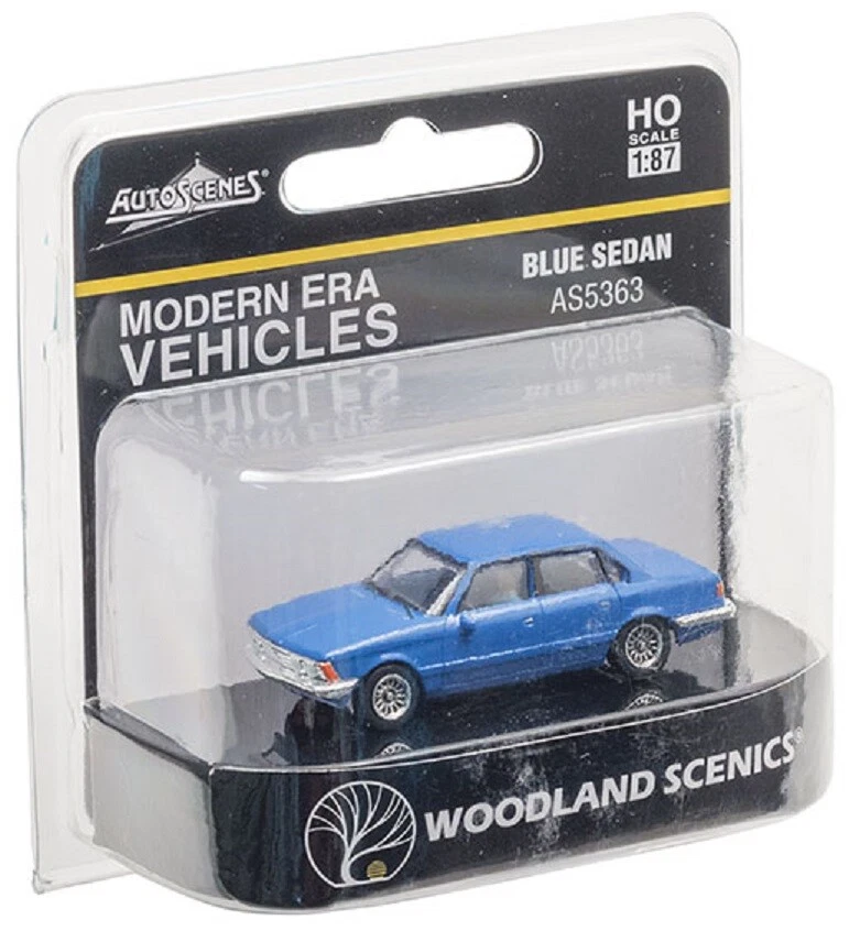 HO Scale Woodland Scenics Modern AutoScenes AS5363 Blue Sedan - Image 1 of 1
