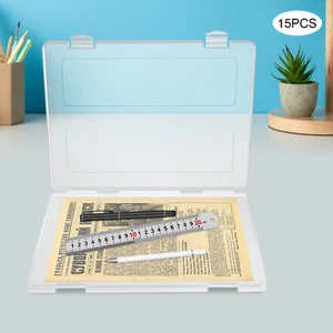 15 PCS Rectangular Document Organizer Boxes File Box Paper Storage Box Clear NEW - Picture 1 of 19