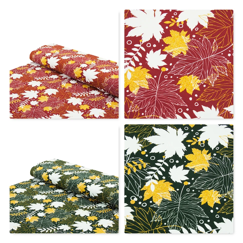 Baumwoll - Sweat Stoff Stoff angeraut Ahorn Blätter - Meterware ab 25 x 160 cm - Bild 1 von 1