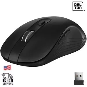 Delton S8 Ergonomic Optical Wireless Mouse, 2.4G Auto Pair Dongle - Black - Picture 1 of 9