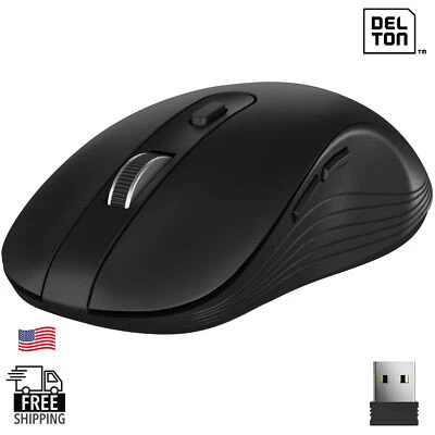 Delton S8 Ergonomic Optical Wireless Mouse, 2.4G Auto Pair Dongle - Black - Image 1 of 4