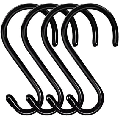  6 Inch Large S Hooks for Hanging Heavy Duty, Non Slip Vinyl 4 Pack Black - Image 1 of 4