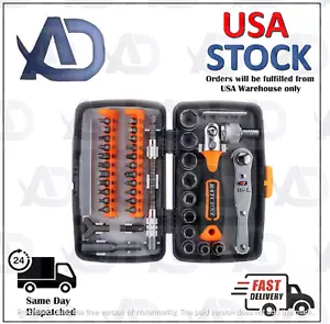 Ratchet Wrench w/ 22 Pcs Interchangeable Screwdriver head & 10 hex Drive Socket - Picture 1 of 13