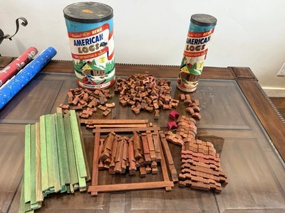 VINTAGE HALSAM American Troncos 825 810 Juegos combinados Troncos tallados en latas 277 piezas Foto 1 de 4