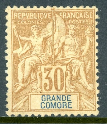 France Colonies 1897 Grande Comore 30¢ Brown Scott #12 Mint O493 - Image 1 of 4