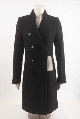 Abrigo Chaqueta Zara Mujer Lana Doble Pecho Largo Negro M Mediano 2443/826 Nuevo Con Etiquetas Foto 1 de 4