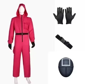 Kids Guard Costume Pink Jumpsuit Square Mask Full Set Size 145 - Picture 1 of 8
