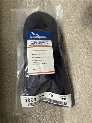 3 pares de calcetines tobilleros bobby de algodón azul marino BUSTER BROWN para mujer talla 10 nuevos Foto 1 de 4