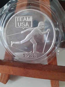  1 Oz Silver 1988 Team USA Skiing Olympics A GULF+WESTERN COMPANY - Imagen 1 de 5