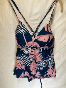 Hula Honey Floral Plunge Tankini Swim Top Black Size XS Juniors NWT - Picture 1 of 8