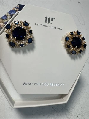 Bomb Party September 2025 Earrings Velvety Sun In A Perfect Sky Sapphire Gold Pl - Image 1 of 2