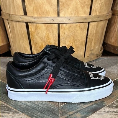 Vans Old Skool Colmillos Vampiro Sangre Negro Cuero Tenis Zapatos Juveniles Talla 5.5 Foto 1 de 4