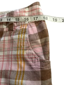 Womens Size 14 Petite Shorts, Pink Plaid Long Cotton Shorts Pink🌸Girl - Picture 1 of 6