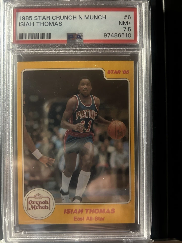 Tarjeta de novato Isiah Thomas 1985 estrella “Crunch N Munch” # 6 - PSA 7,5 PATIO Foto 1 de 2