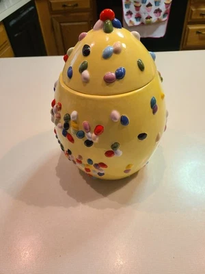 Large Yellow Jelly Bean Cookie Jar with candy sprinkles excellent condition - Image 1 of 4