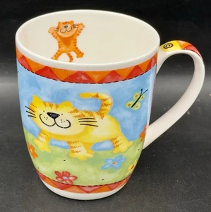Wessex Collection Tiger Katze Becher Fine Bone China Becher Playful Cats Orange & Gelb - Bild 1 von 12