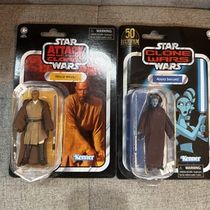 Star Wars Vintage Collection Mace Windu & Ayala Secura Jedi Lot - Imperfect Card - Picture 1 of 6