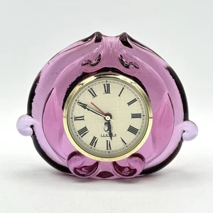 Vintage Fenton Cranberry Glass Scroll Table Desk Mantle Alarm Clock Works Read - Picture 1 of 11