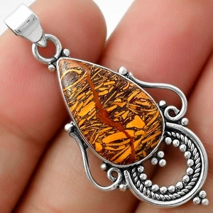 Natural Coquina Fossil Jasper - India 925 Sterling Silver Pendant Jewelry P-1275 - Picture 1 of 5