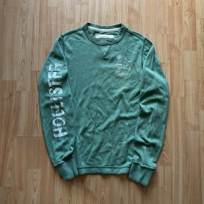 Camiseta térmica vintage Y2K Essential Hollister verde manga larga para hombre ¡talla M! Foto 1 de 4
