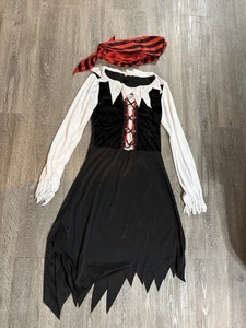 Buccaneer Pirate Costume Dress & Headpiece Kids Size XL 14-16 - Picture 1 of 3