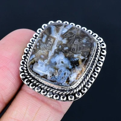 Anillo Tubo Ágata Chapado en Plata 925 Hecho a Mano de EE. UU. Talla 7 Foto 1 de 3