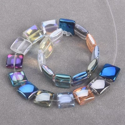10pcs Glossy Square 12mm Colorful Crystal Glass Loose Beads For Jewelry Making - Image 1 of 2