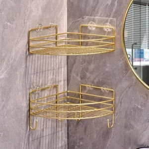 Estantes de ducha esquineros con 4 ganchos, ducha de baño de acero inoxidable de 2 niveles o... - Imagen 1 de 6