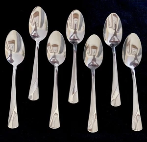 Set 7 Suppenesslöffel Oneida RIVER Edelstahl glänzend & satiniert Wirbel Silberbesteck - Bild 1 von 4