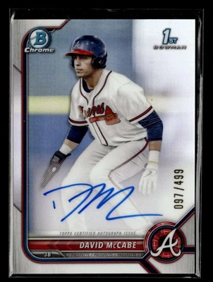 2022 Bowman Draft David McCabe Chrome Auto Autograph Refractor /499 UX4099 - Image 1 of 2