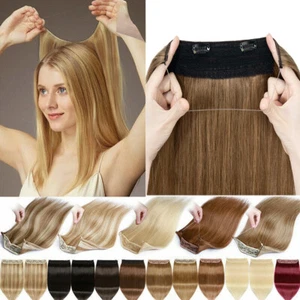 Clip In Secret Headband Wire In 100% Remy Human Hair Extensions One Piece Weft - Picture 1 of 36