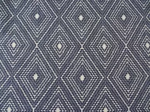 DESIGNER WOVEN DIAMOND INDIGO BLUE GEOMETRIC UPHOLSTERY FABRIC BTY $24.99/YD - Picture 1 of 9