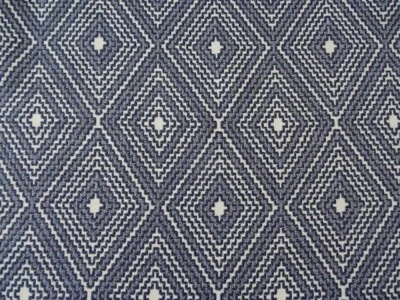 DESIGNER WOVEN DIAMOND INDIGO BLUE GEOMETRIC UPHOLSTERY FABRIC BTY $24.99/YD - Image 1 of 4
